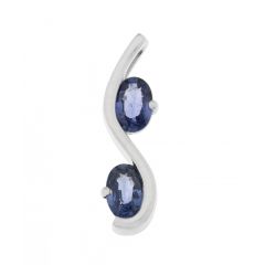 Pendentif Or Blanc 750 Saphirs Ovales 6x4mm