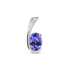 Pendentif Or Blanc 750 Tanzanite Ovale 7x5mm et Diamant