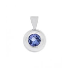 Pendentif Or Blanc 750 Tanzanite Ronde 5.6mm