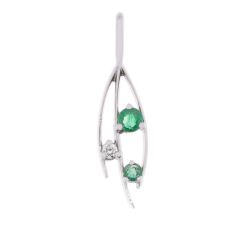 Pendentif Or Blanc Emeraude et Diamant