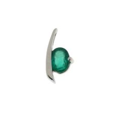Pendentif Or Blanc Emeraude Ovale 8x6mm