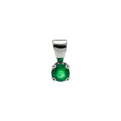 Pendentif Or Blanc Emeraude Ronde 4.7mm