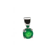 Pendentif Or Blanc Emeraude Ronde 6mm