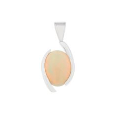 Pendentif Or Blanc Opale Ovale 10x8mm