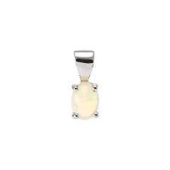 Pendentif Or Blanc Opale Ovale 7x5mm