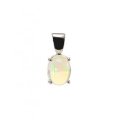 Pendentif Or Blanc Opale Ovale 8x6mm