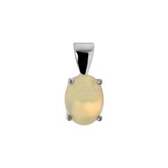 Pendentif Or Blanc Opale Ovale 9x7mm