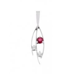 Pendentif Or Blanc Rubis et Diamant