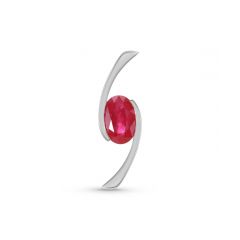 Pendentif Or Blanc Rubis Ovale 6x4mm