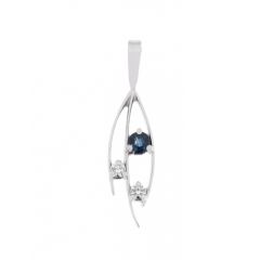 Pendentif Or Blanc Saphir et Diamant