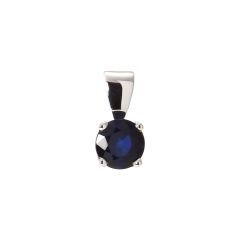 Pendentif Or Blanc Saphir Rond 6.2mm