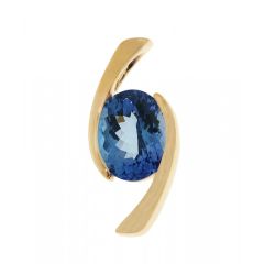 Pendentif Or Blanc Tanzanite Ovale 10x8mm