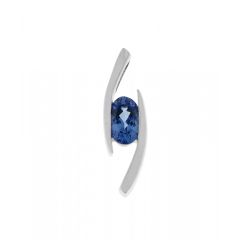 Pendentif Or Blanc Tanzanite Ovale 6x4mm