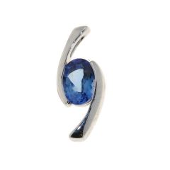 Pendentif Or Blanc Tanzanite Ovale 8x6mm