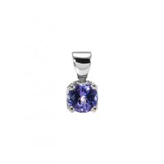 Pendentif Or Blanc Tanzanite ronde 6mm