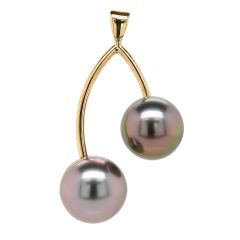 Pendentif Or Jaune 2 Perles de Tahiti