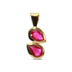Pendentif Or Jaune 2 Rubis Poire