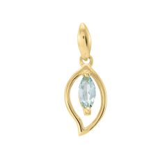 Pendentif Or jaune 375 Aigue marine navette 6x3mm