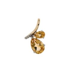 Pendentif Or Jaune 375 Citrine Poire et Diamant