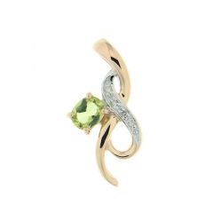 Pendentif Or Jaune 375 Péridot Ovale 5x4mm et Diamant