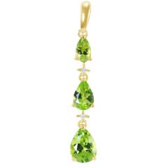 Pendentif Or Jaune 375 Péridot Poire et Diamant