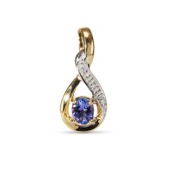 Pendentif Or Jaune 375 Tanzanite Ovale 5x3mm et Diamant