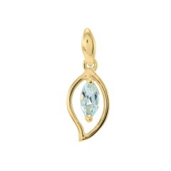 Pendentif Or jaune 375 Topaze Bleue navette 6x3mm