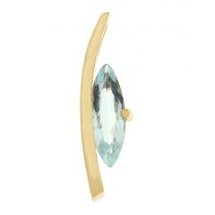 Pendentif Or Jaune 750 Aigue Marine Navette