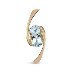 Pendentif Or Jaune 750 Aigue Marine Ovale 8x6mm