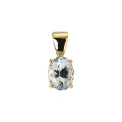 Pendentif Or Jaune 750 Aigue Marine Ovale 8x6mm