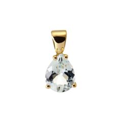 Pendentif Or Jaune 750 Aigue Marine Poire 9x7mm