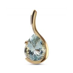 Pendentif Or Jaune 750 Aigue Marine Poire 9x7mm