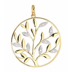 Pendentif Or Jaune 750  Arbre de vie et diamants