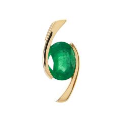Pendentif Or Jaune 750 Emeraude Ovale 10x8mm