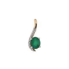 Pendentif Or Jaune 750 Emeraude Ovale 5x4mm et Diamant