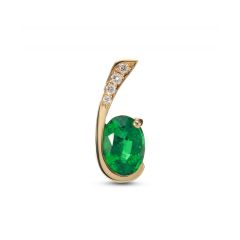 Pendentif Or Jaune 750 Emeraude Ovale 7x5mm et Diamant