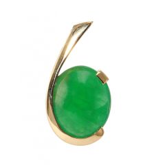 Pendentif Or Jaune 750 Emeraude Ovale Cabochon