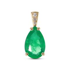 Pendentif Or Jaune 750 Emeraude Poire 13x8mm