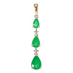 Pendentif Or Jaune 750 Emeraude Poire et Diamant
