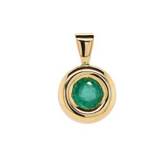 Pendentif Or Jaune 750 Emeraude Ronde 5.5mm