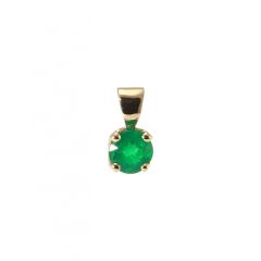 Pendentif Or Jaune 750 Emeraude Ronde 6.4mm