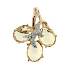Pendentif Or Jaune 750 et 3 Citrines ovales