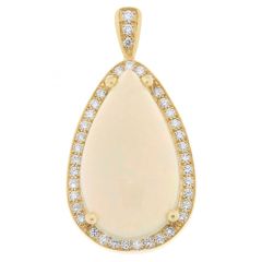 Pendentif Or Jaune 750 Opale Poire et Diamant