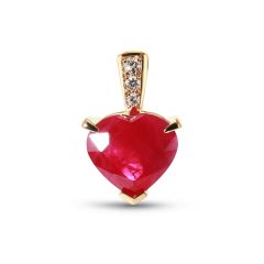0.60ct Naturel Diamant Rond 14k Solide or Jaune Rubis Mariage Pendentif