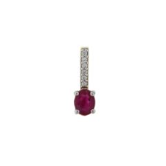 Pendentif Or Jaune 750 Rubis Ovale 5x4mm et Diamant