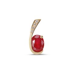 Pendentif Or Jaune 750 Rubis Ovale 7x5mm et Diamant