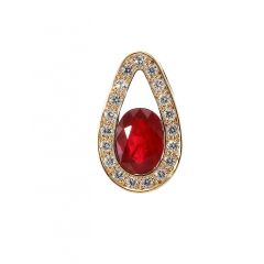 Pendentif Or Jaune 750 Rubis Ovale 8x6mm et Diamant
