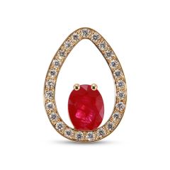 Pendentif Or Jaune 750 Rubis ovale 8x6mm et Diamants