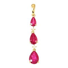 Pendentif Or Jaune 750 Rubis Poire et Diamant