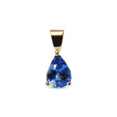 Pendentif Or Jaune 750 Saphir de Ceylan AAA Poire 8x6mm